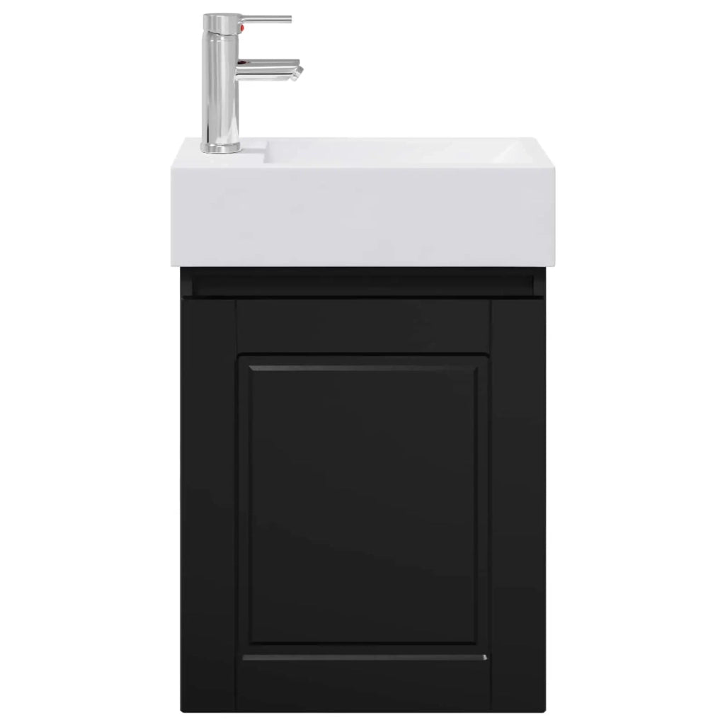 Mobile Bagno | Armadio da bagno con rubinetto Nero 45,5 x 22,5 x 84 cm