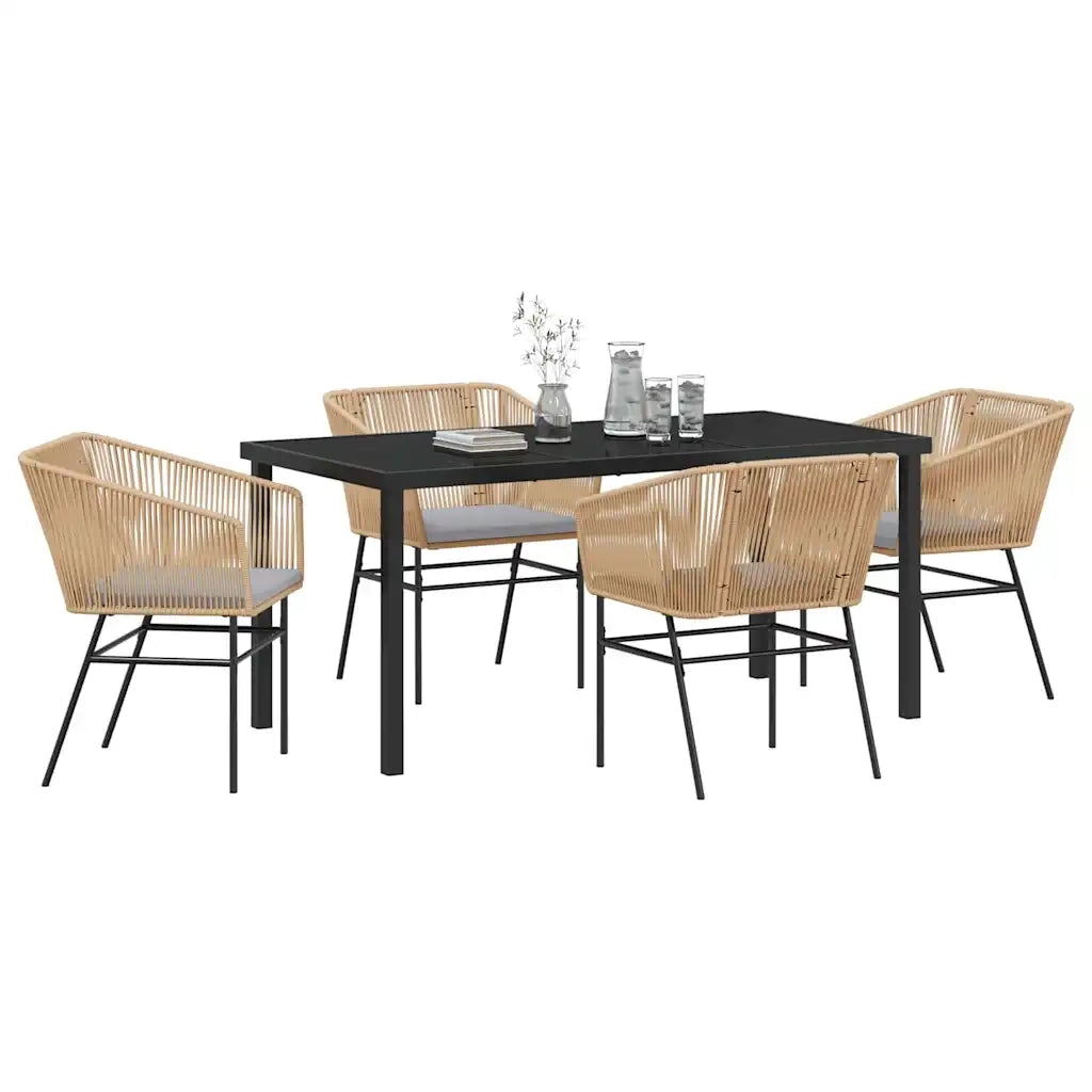 Set da Pranzo per Giardino con cuscino 5 pcs Marrone