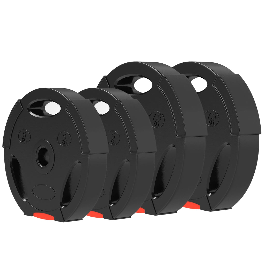 Kit Pesi con 2 Dischi da 7.5 kg e 2 Dischi da 5 kg ¨C Minimal ¨C Nero, Polipropilene e Sabbia, ?30x5.5 cm e ?27x4.5 cm