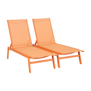 Set 2 lettini prendisole in acciaio multiposizione, arancione