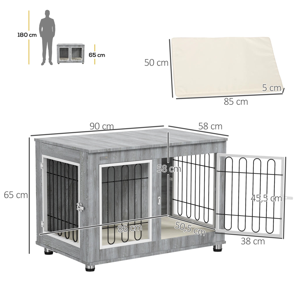 Cuccia per cani lavabile con cuscino ¨C zephmum ¨C 90x58x65 cm grigio