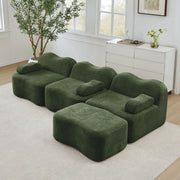 Divano Angolare Modulare 3 Posti con Ottoman ¨C Xylo ¨C Verde, Cuscini, Braccioli Mobili