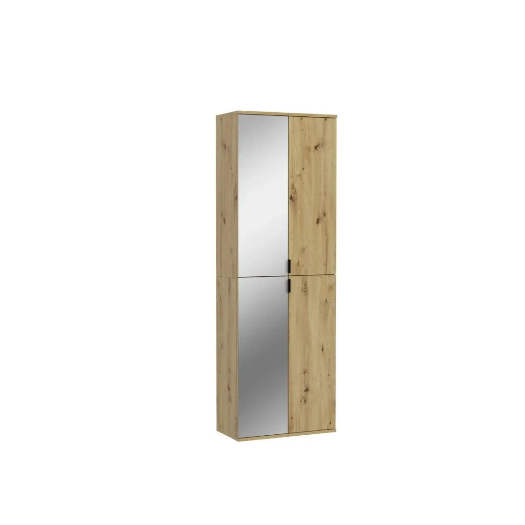 Armadio BODITE – 4 porte con specchi – Rovere chiaro