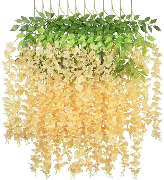 Decorazione per esterni 12 pezzi fiori blu pendenti, rata di vite artificiale, pendente a vite, fiori di seta (matrimonio, festa, giardino, decorazione per parete esterna, champagne)