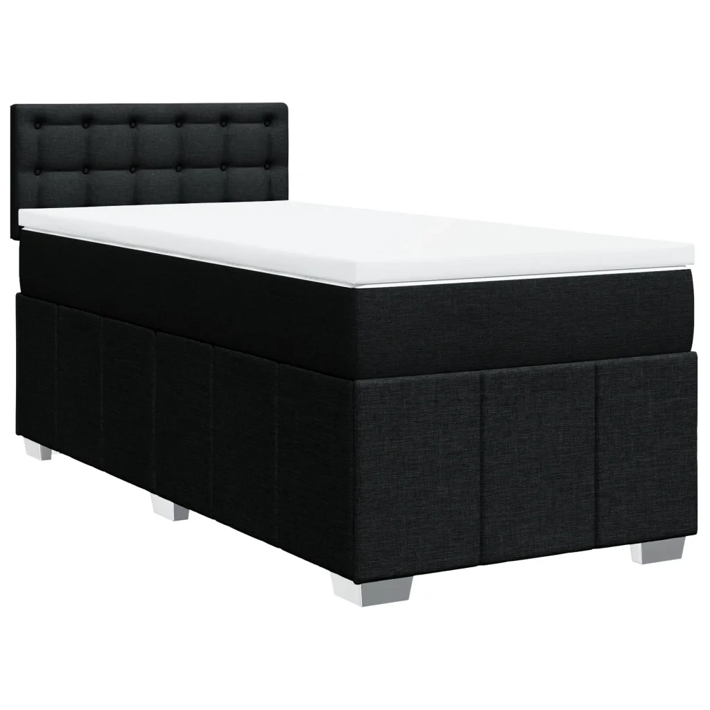 Giroletto a Molle con Materasso Nero 100x200 cm in Tessuto