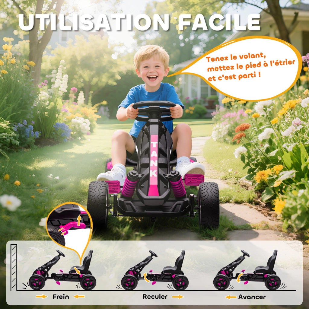 Kart a pedali per bambini ¨C zephmum ¨C rosa, 3-6 anni, ruote EVA