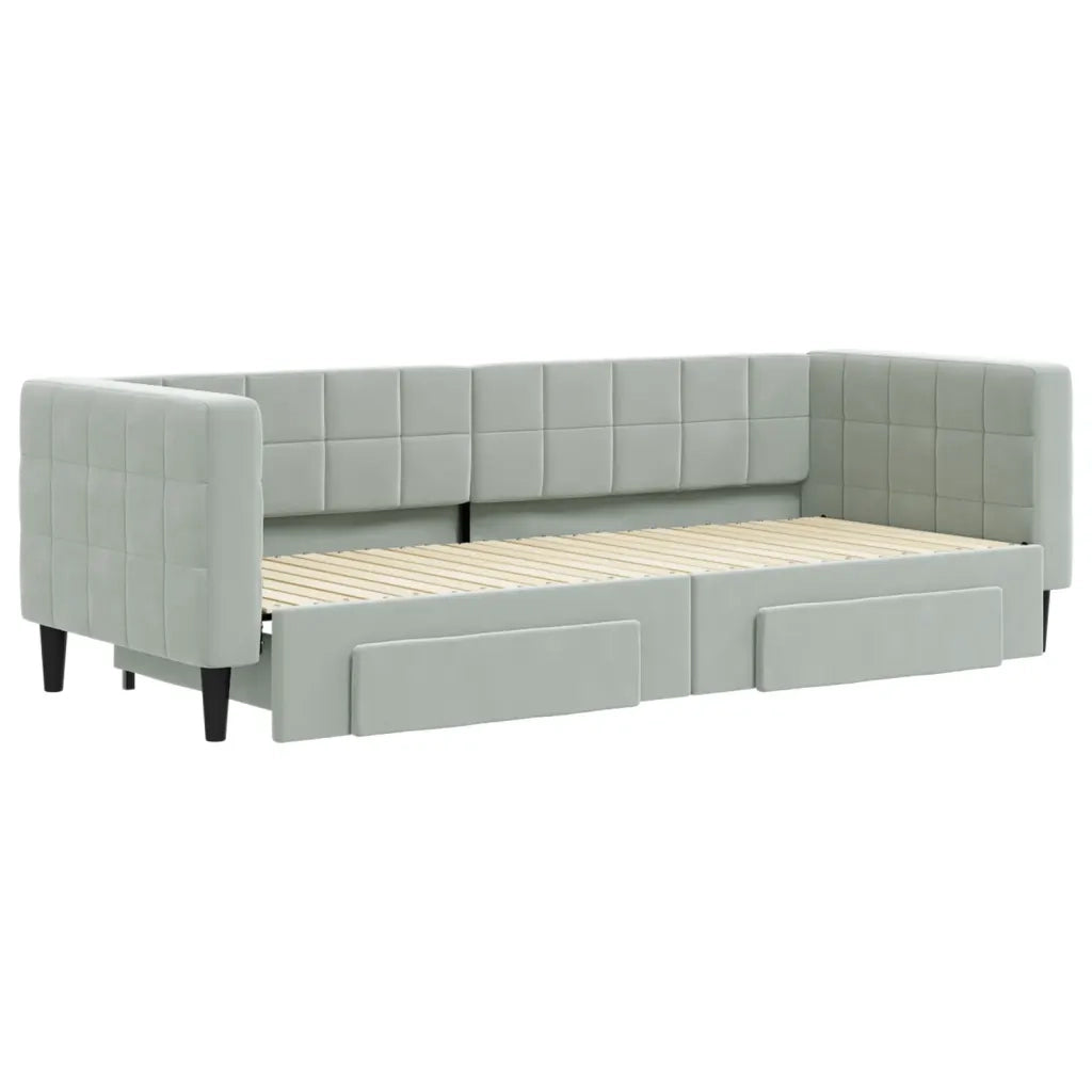 Divano letto | Sof¨¤ letto | Letto singolo Estraibile Cassetti Grigio Chiaro 80x200cm Velluto