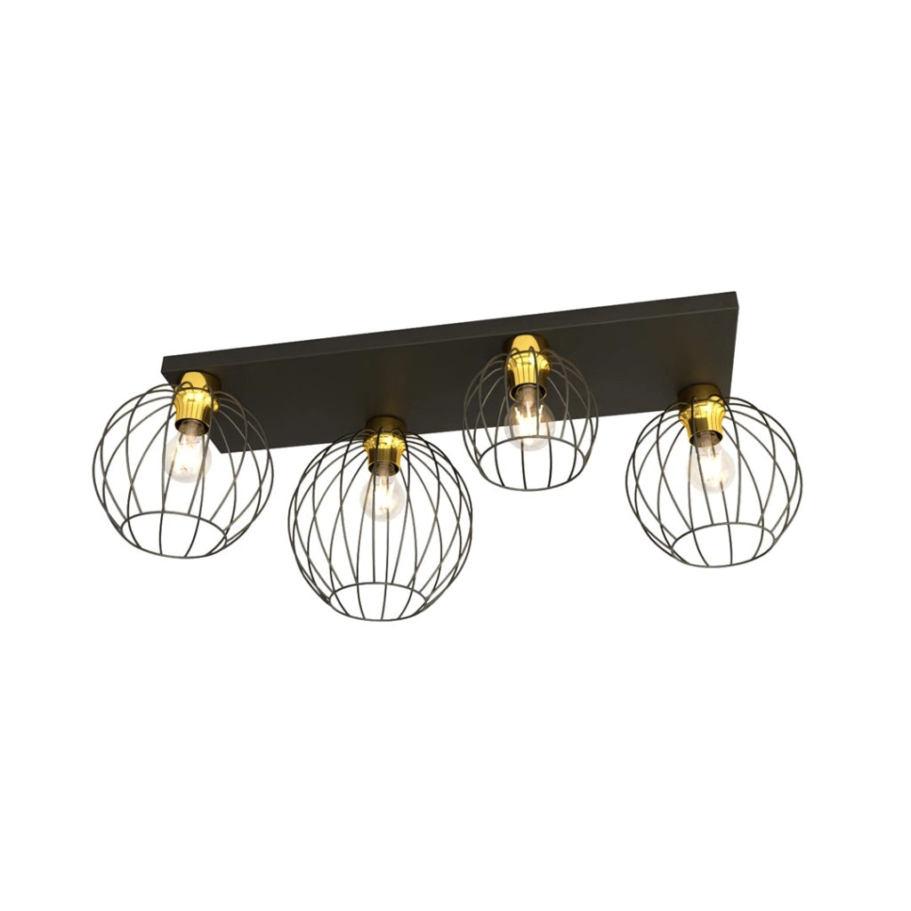 Plafoniera industriale NEST 4xE27 nero/oro Emibig