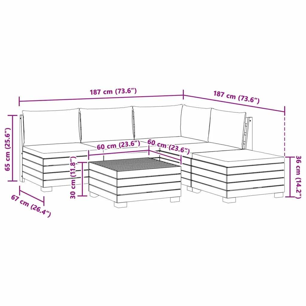 Set di divani da esterno con cuscino 6 Pezzo Marrone 3403093