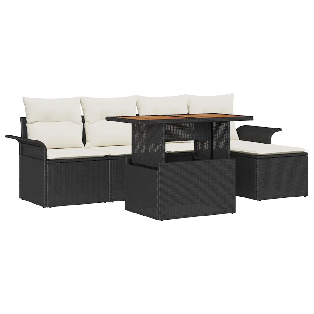 Set Divano da Giardino con archiviazione 6 pcs Nero Poly Rattan 3358056