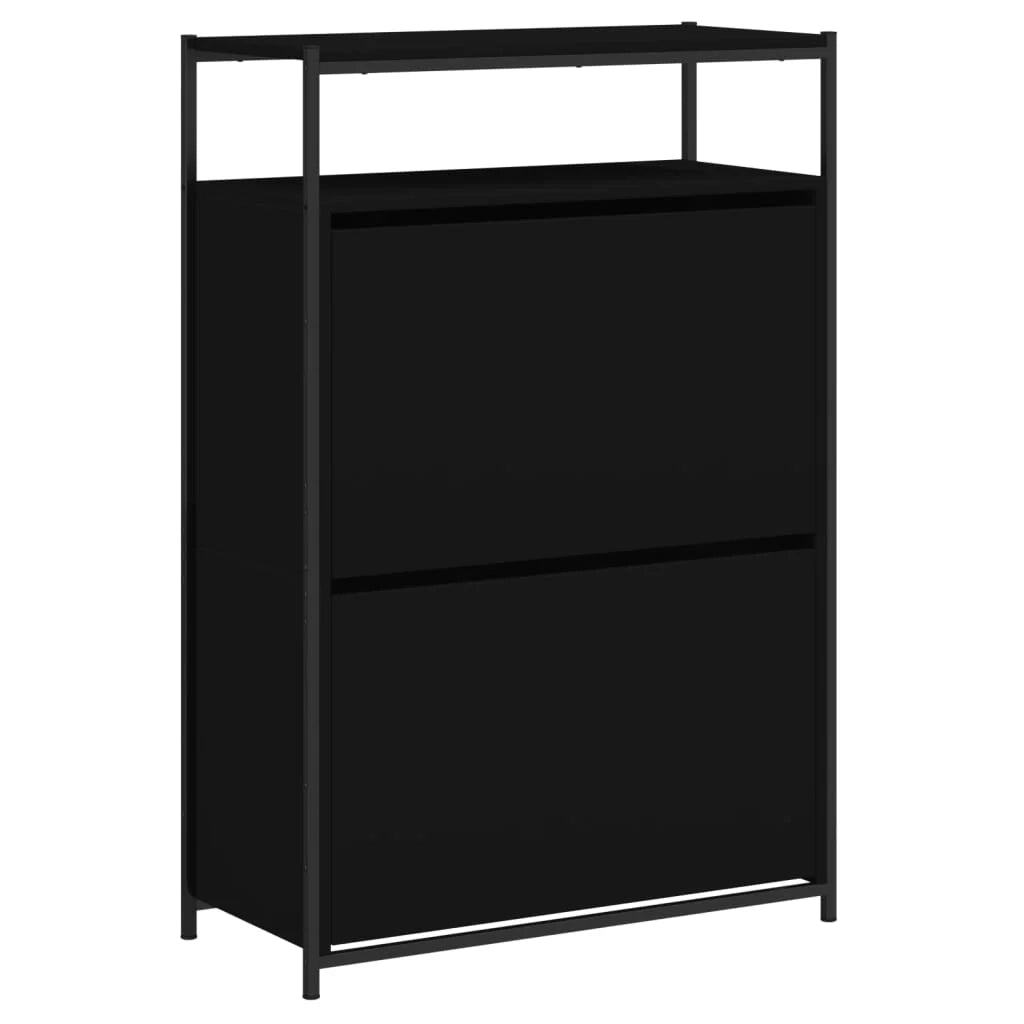 Scarpiera mobile contenitore per scarpe mobile per ingresso/corridoio/soggiorno 75 x 34 x 112 cm legno ingegnerizzato nero 02_0022018