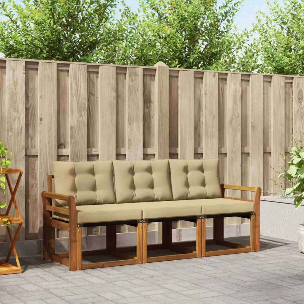 Set di divani da esterno con cuscino 3 pcs Naturale e Beige 3368356