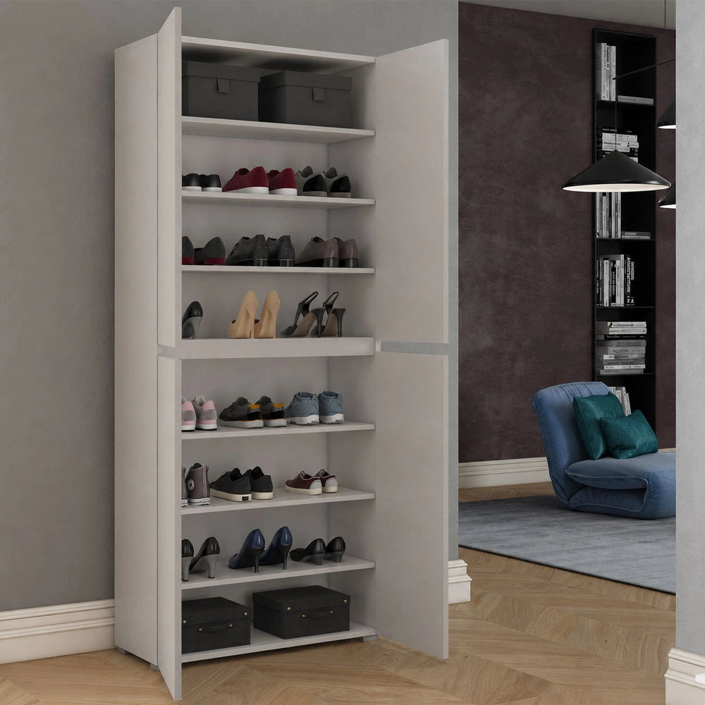 Mobile Multiuso 7 Ripiani 4 Ante Moderno 80 cm Grigio