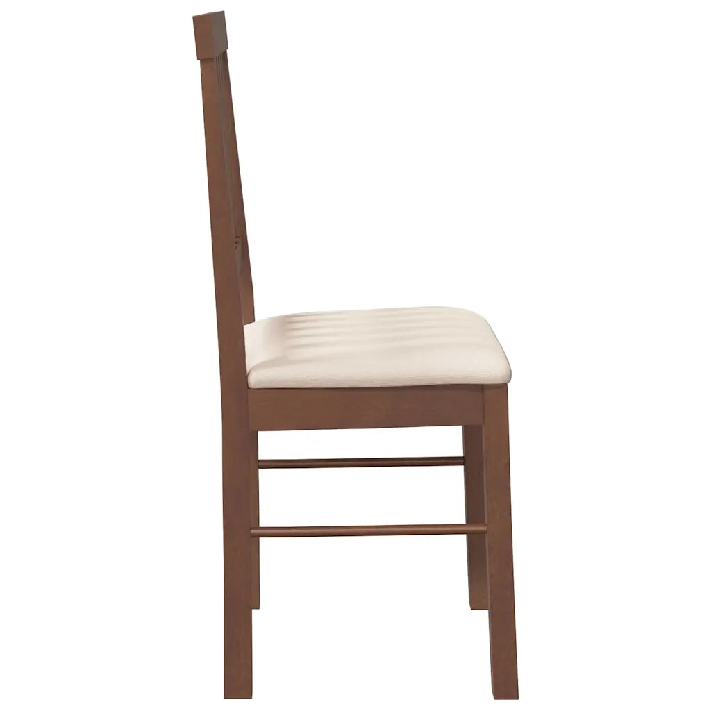 Sedie da Pranzo con Cuscini 2pz Marrone Legno Massello di Hevea 4102425