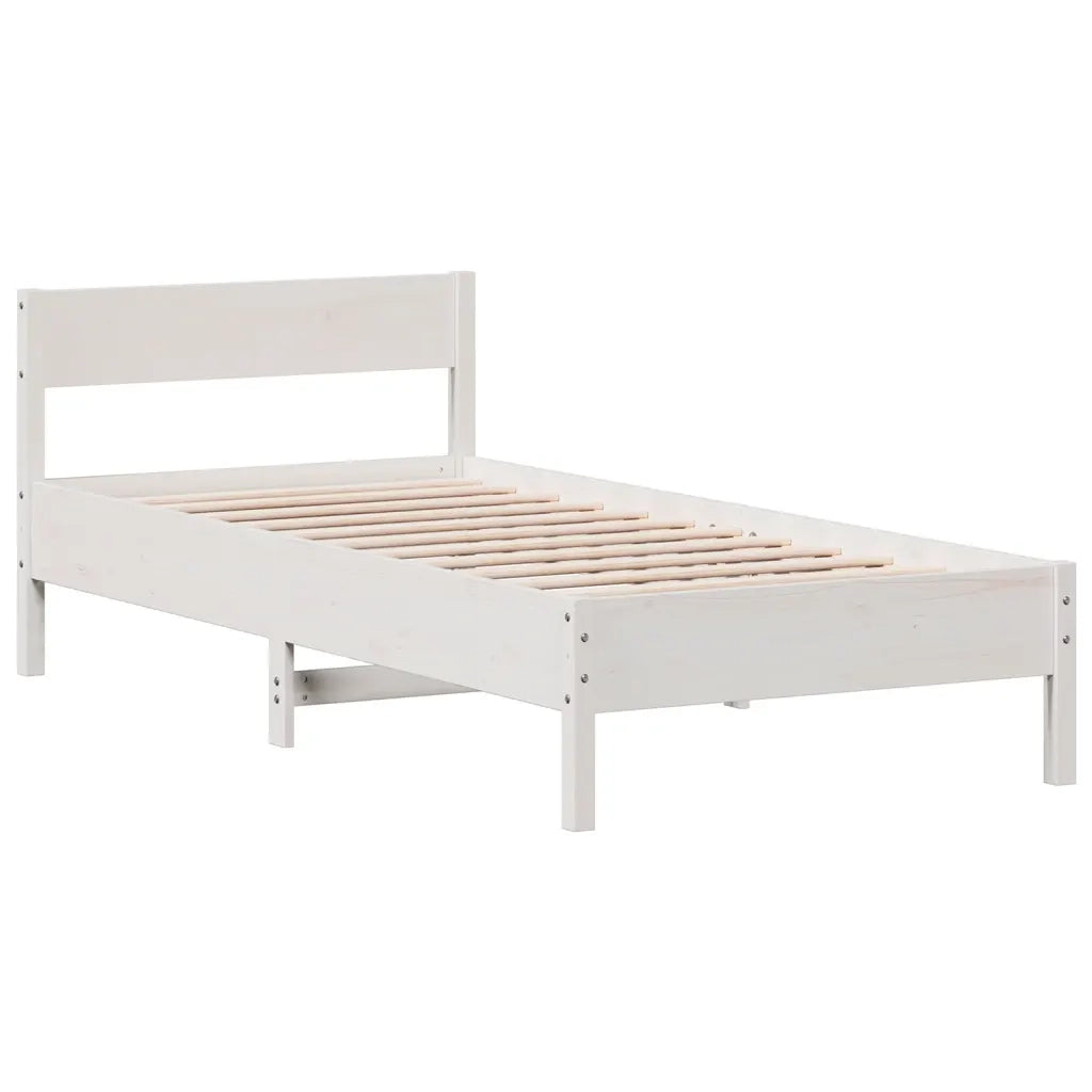 Letto senza Materasso-Struttura Letto Bianco 75x190 in Legno Massello di Pino 320781