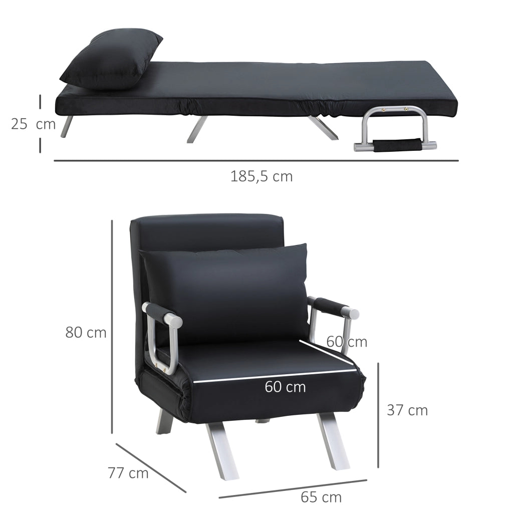 Divano letto 3 posti con cuscino ¨C Minimal ¨C Nero