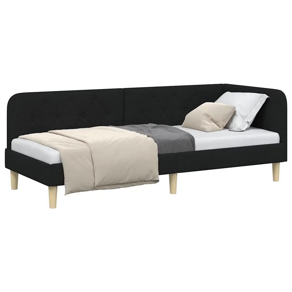 Cornice del letto ad angolo Nero 80 x 200 cm Tessuto