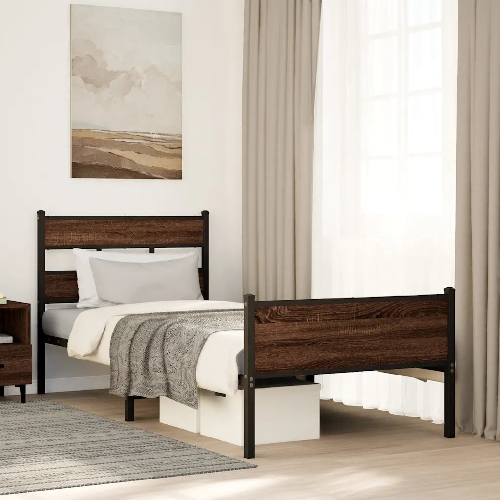 Giroletto senza Materasso-Struttura Letto Rovere Marrone 90x200cm in Truciolato 706886