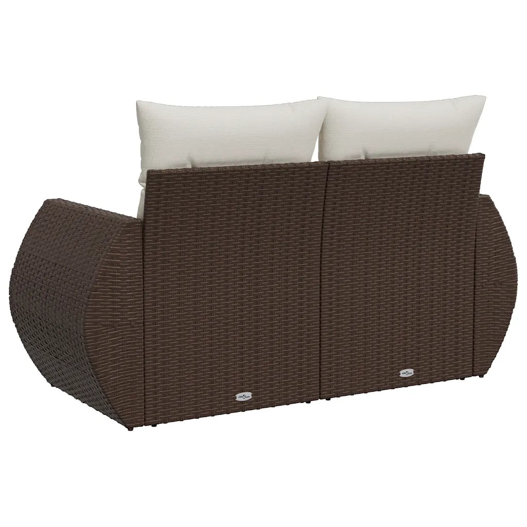 Divano da Giardino a 2 Posti con Cuscini in Polyrattan Marrone 366222