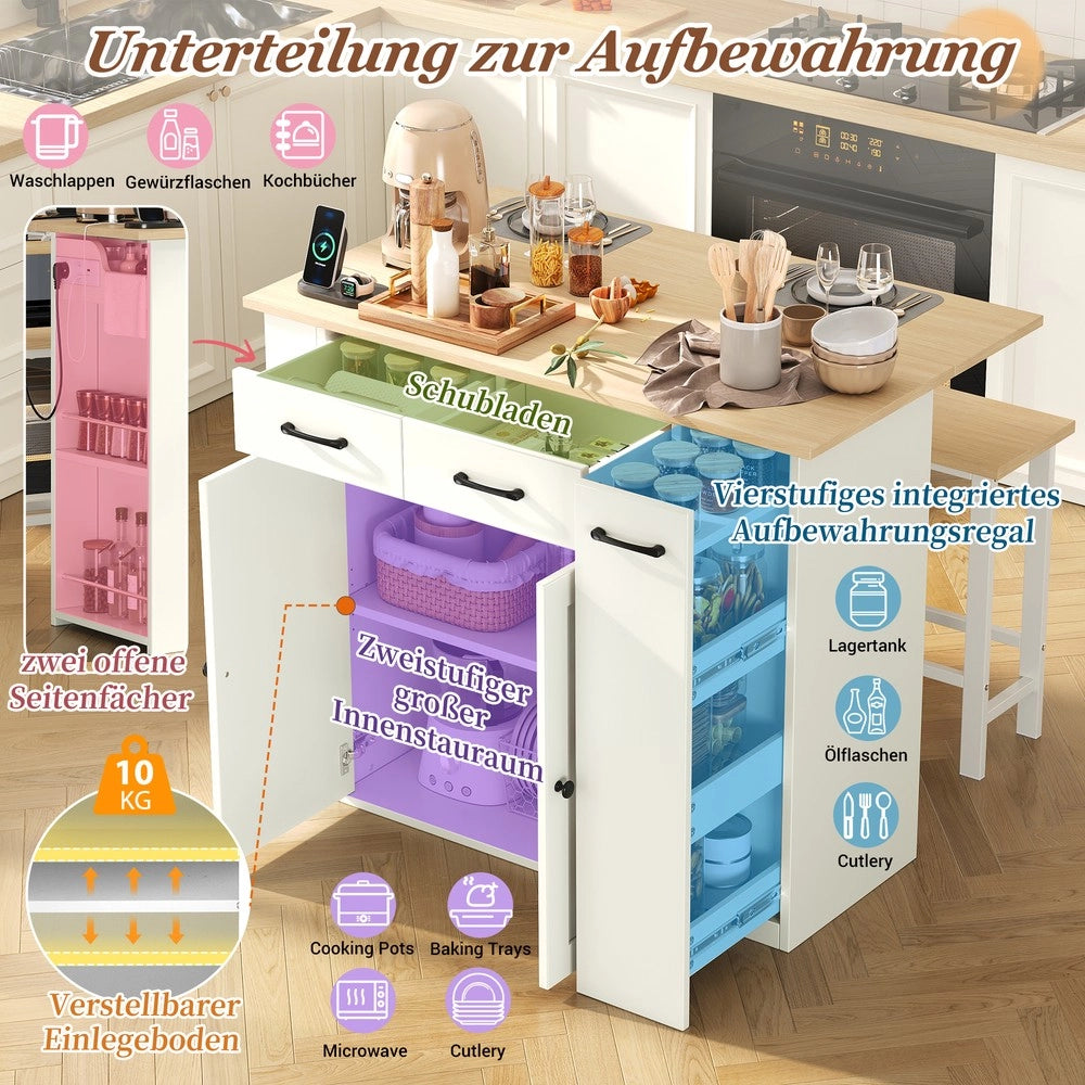 Tavolo da Pranzo Allungabile con Cassetti e 2 Sedie ¨C MINIMAL ¨C Bianco