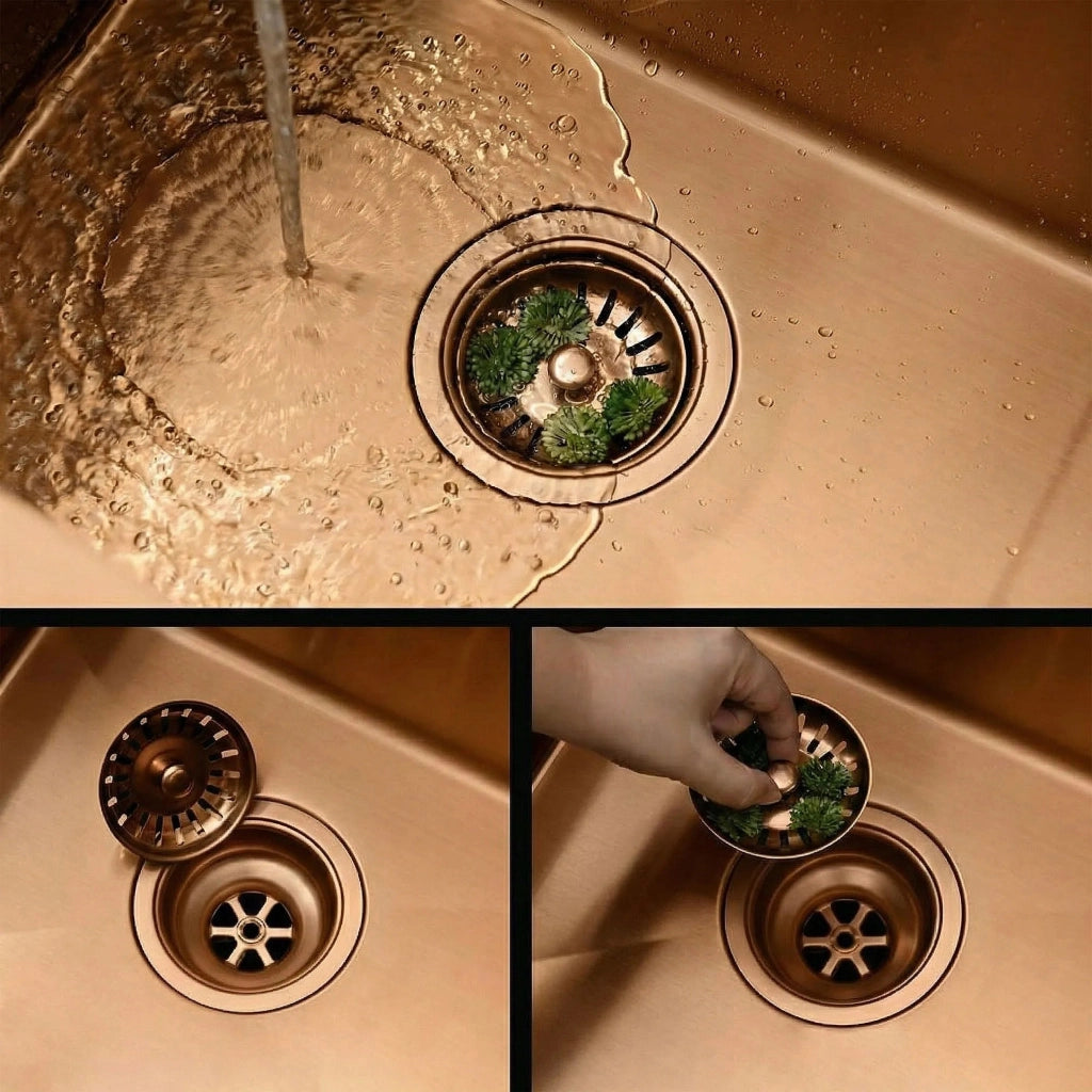 Lavello In Acciaio Liam Brush Copper senza rubinetto da cucina