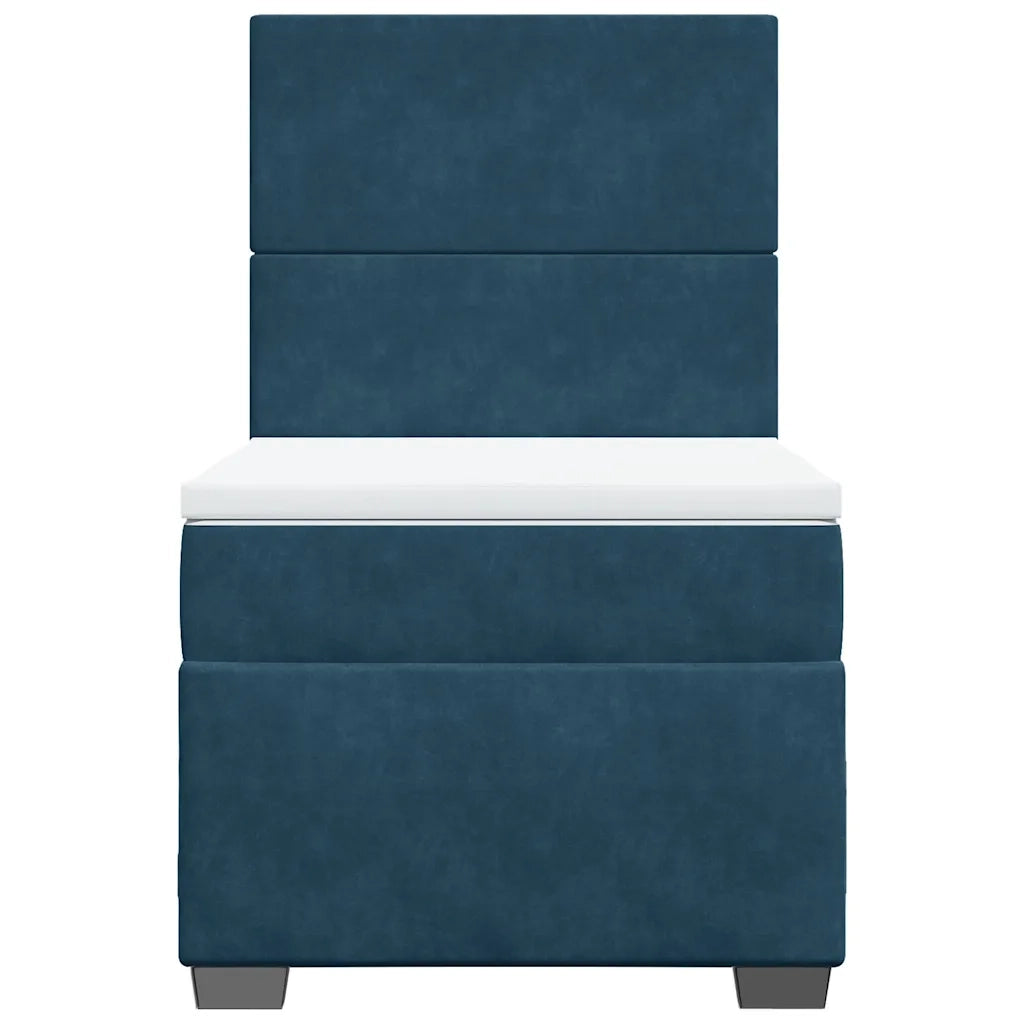Giroletto a Molle con Materasso Blu 90x200 cm in Velluto