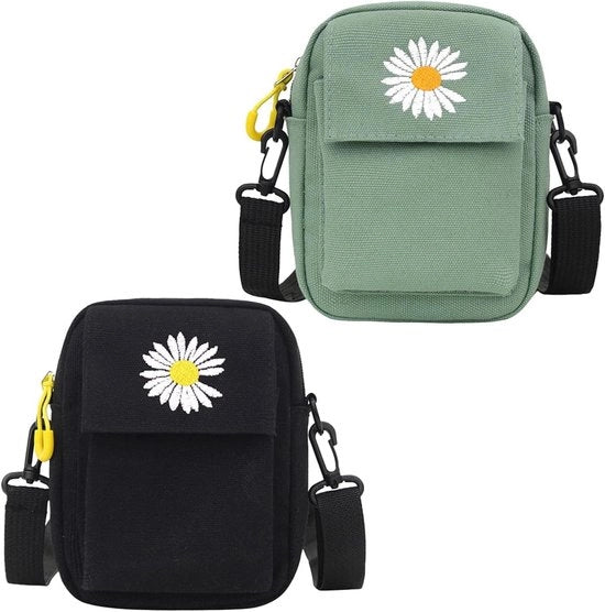 Due borse da spalla per uomo regolabili con tasche e chiusura a zip, stile urbano, multicolore.