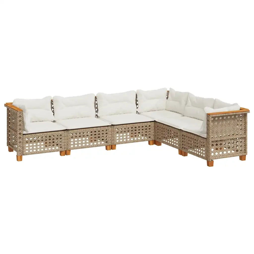 Set Divano da Giardino 6 pz con Cuscini Beige in Polyrattan 3261862