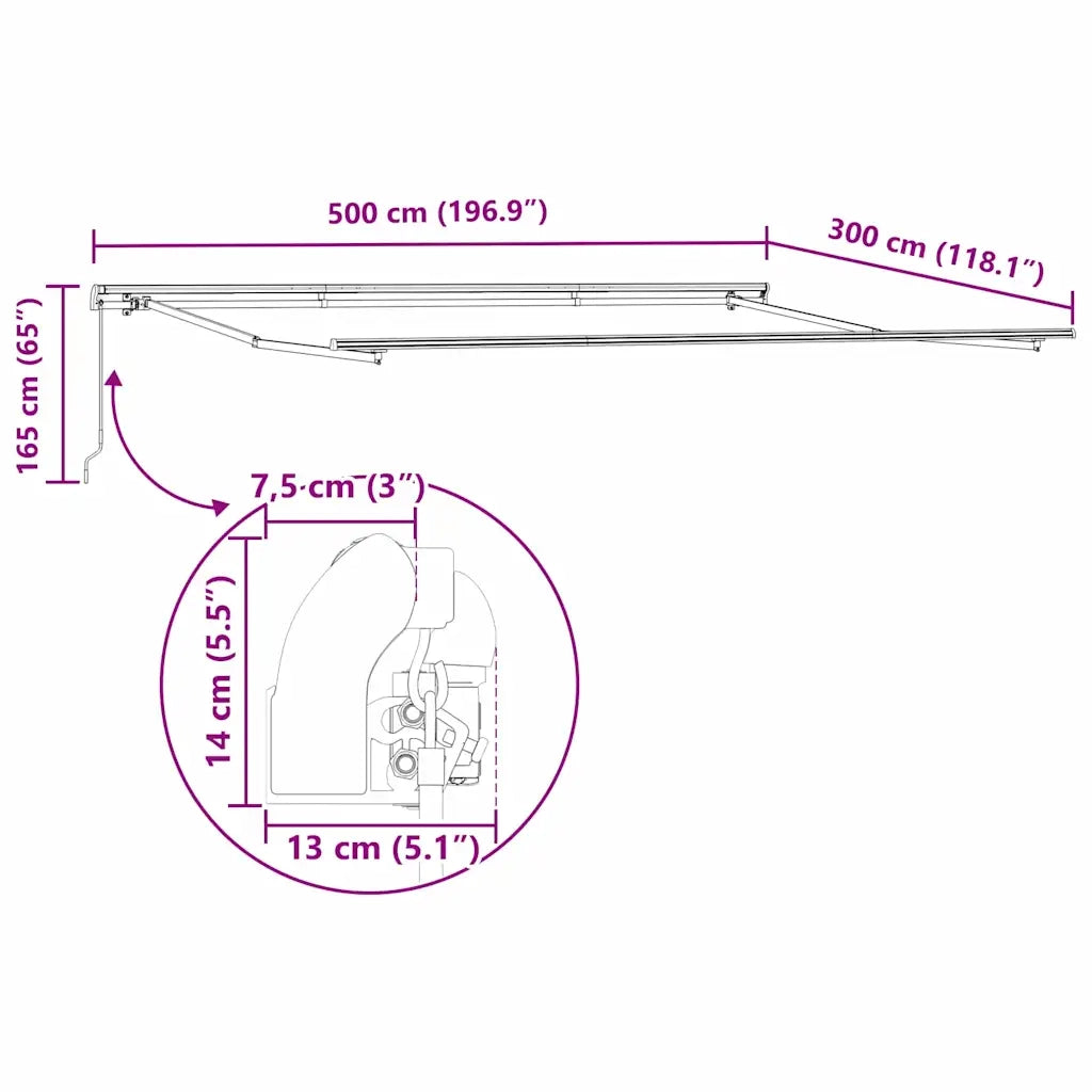 Tenda da Sole Antracite 5 x 3 m Metallo 313233