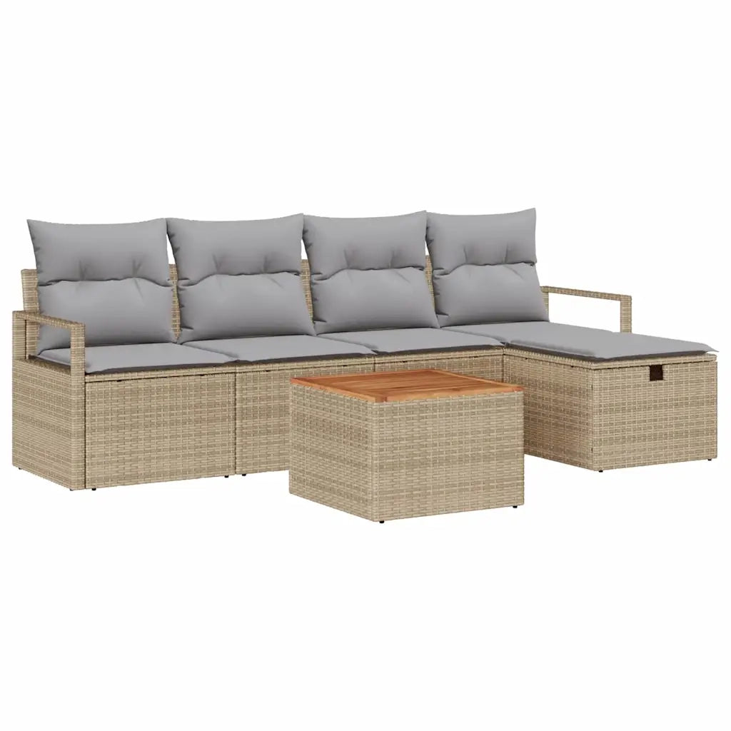 Set Divano da Giardino con cuscino 6 pcs Beige polyrattan 3359532