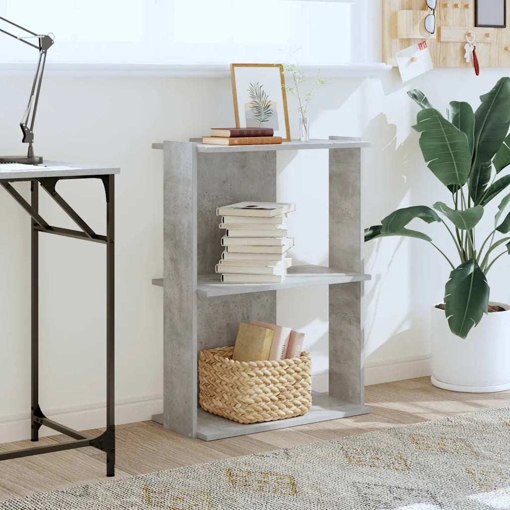 Libreria 3 Ripiani Grigio Cemento 60x30x80 cm Multistrato 860259