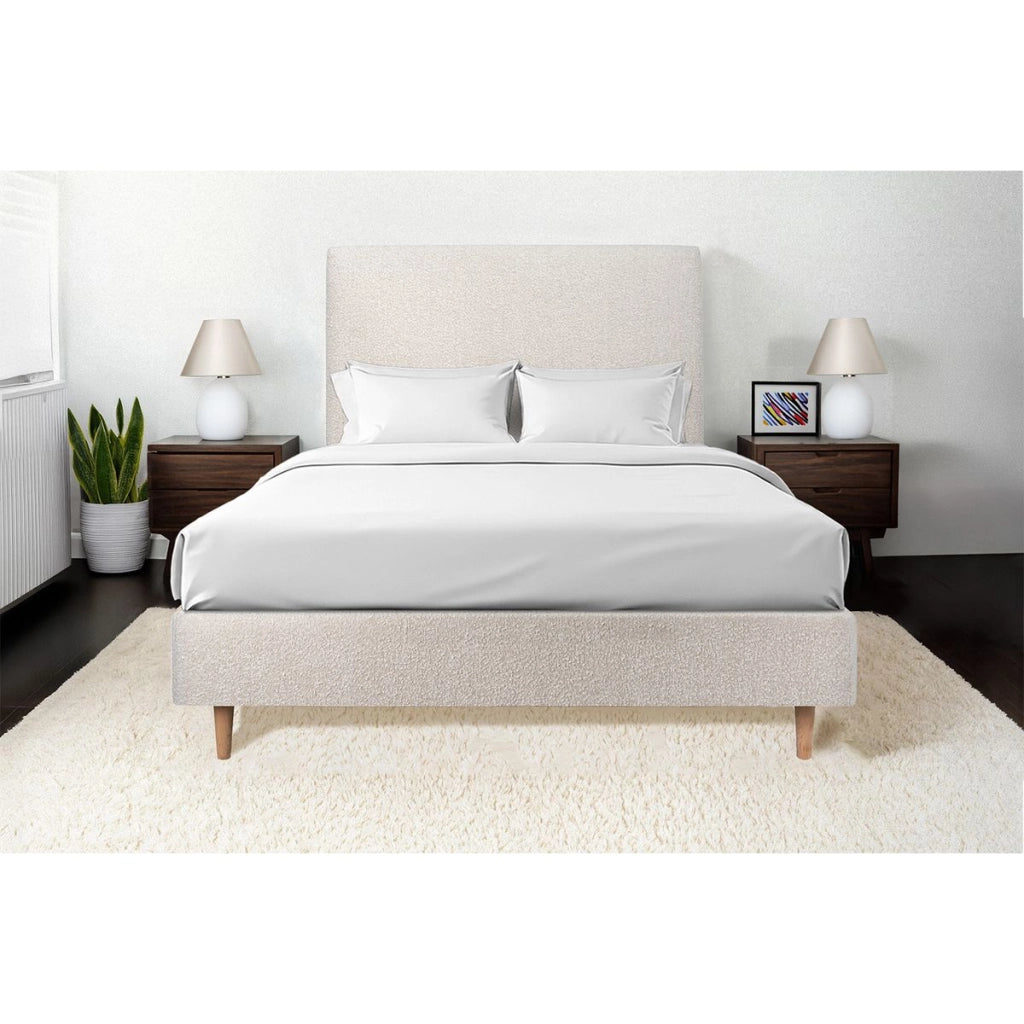 Testiera in tessuto bouclé beige chiaro liscio L140 cm