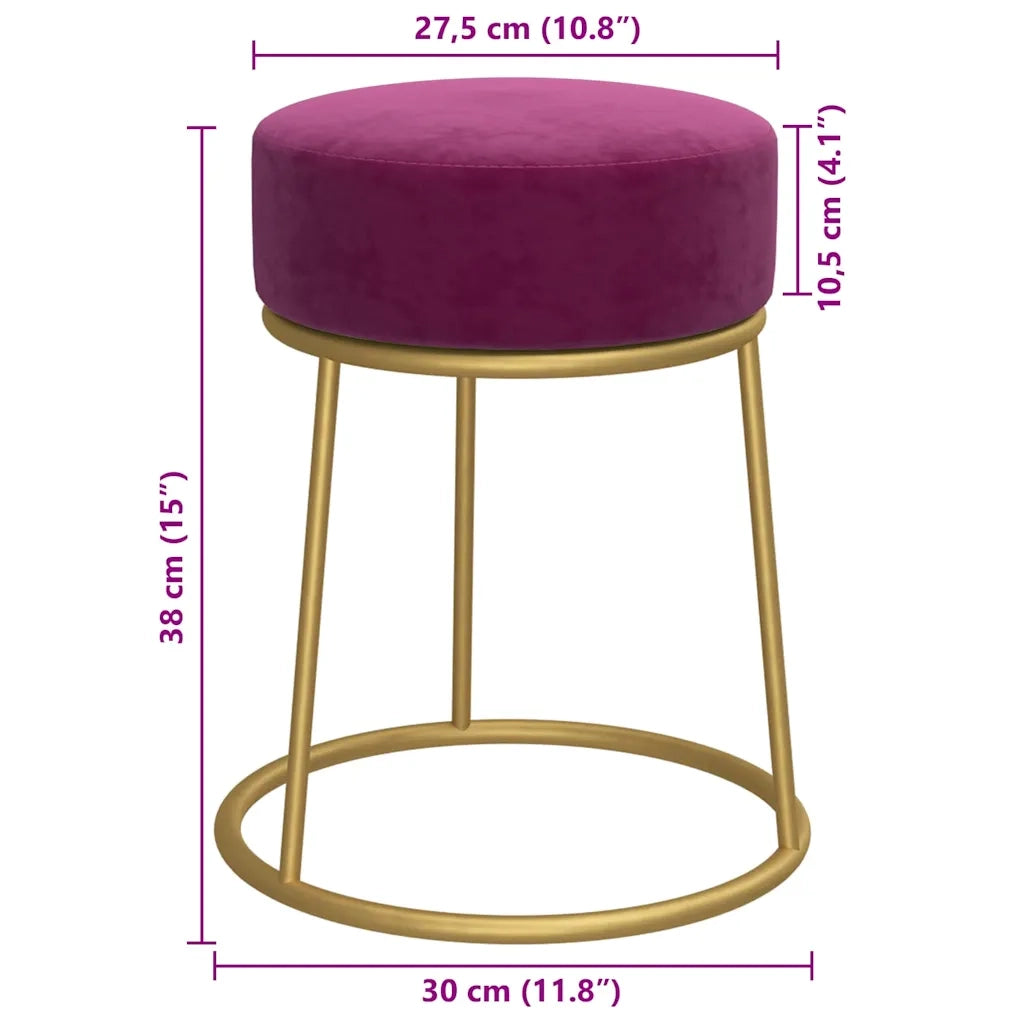 Sgabello Rotondo Viola in Velluto CFW5522578