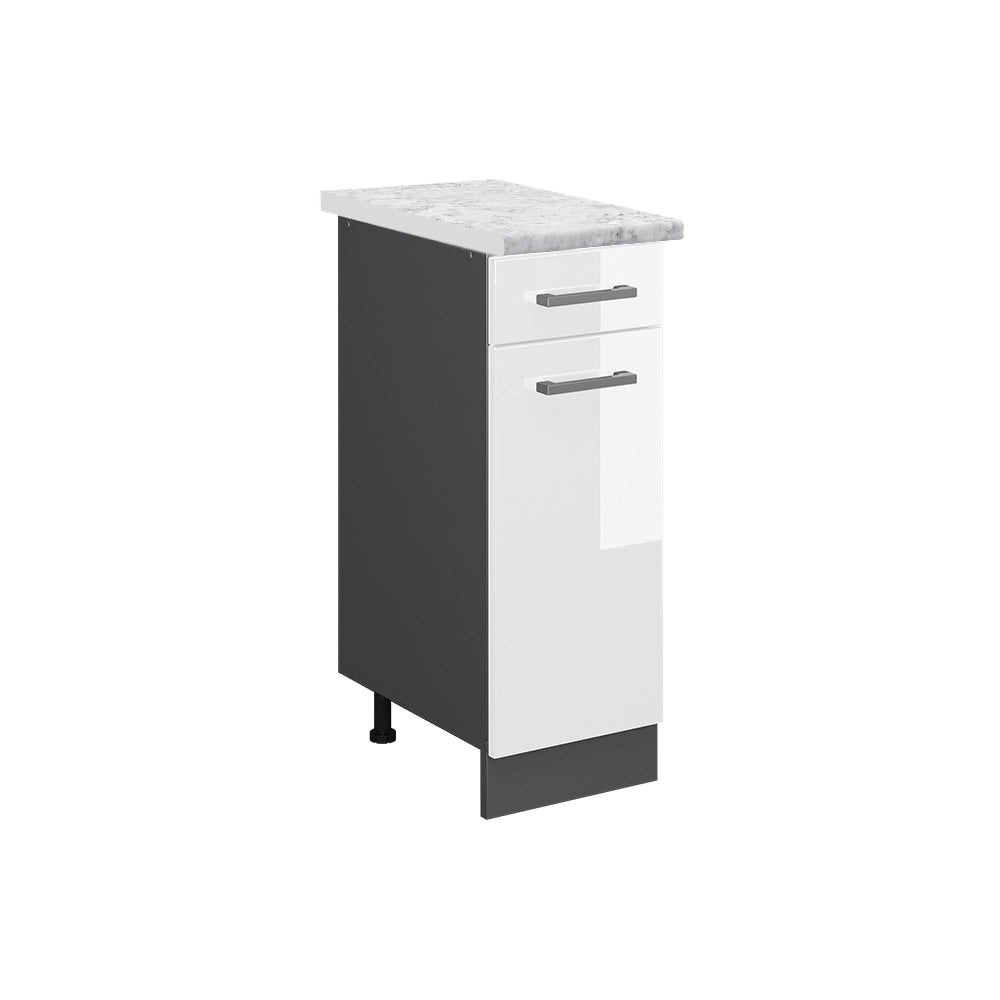 Vicco Mobiletto base per cucina Bianco lucido 30 cm PL Marmo