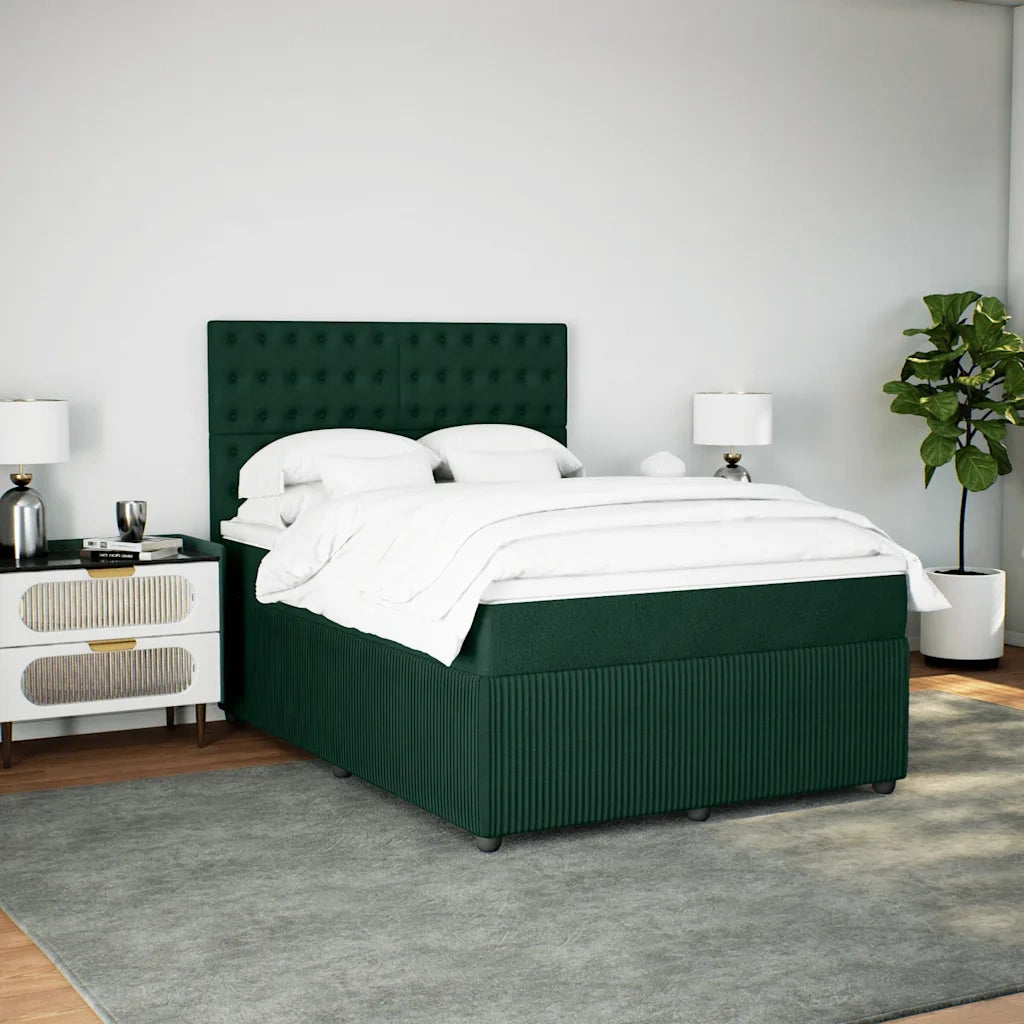 Giroletto a Molle con Materasso Verde Scuro 160x200 cm Velluto 3294697