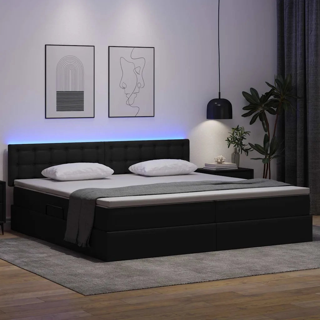 Letto con contenitore e LED con led Grigio chiaro 200 x 200 cm