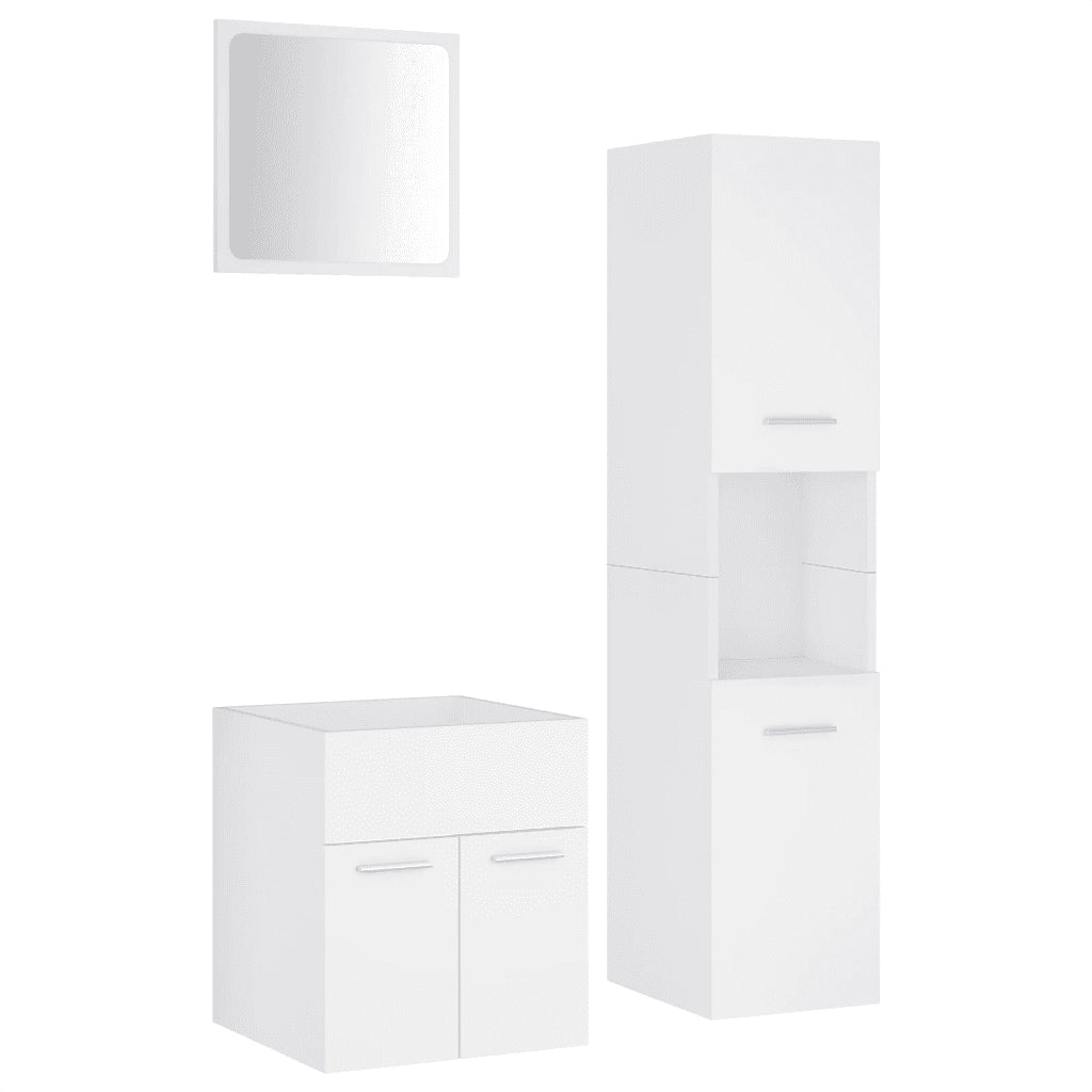 Set Mobili da Bagno Bianco in Truciolato 3070946