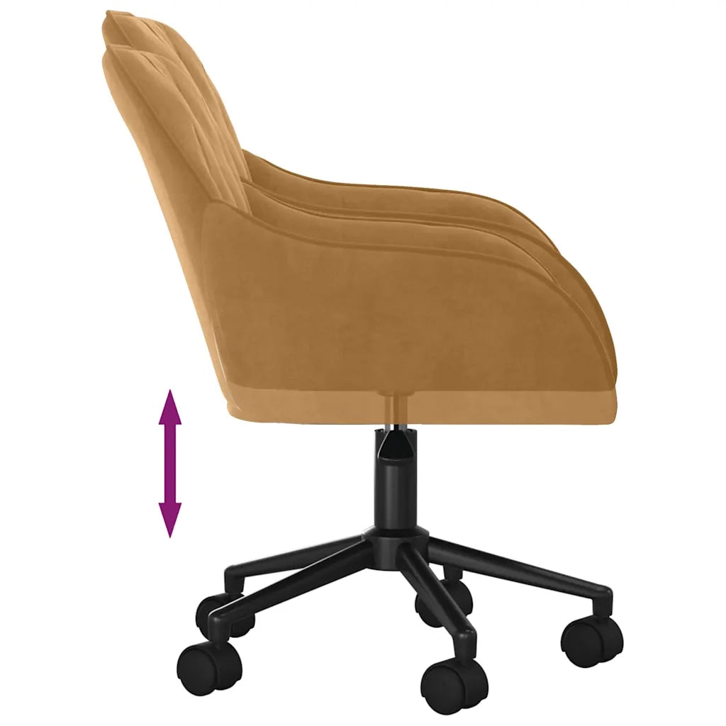 Sedia da Ufficio Girevole Marrone in Velluto 344875