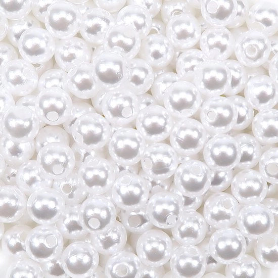 Ciondoli in Acrilico 8 mm - Perle Bianche - 200 Pezzi per Collane e Bracciali