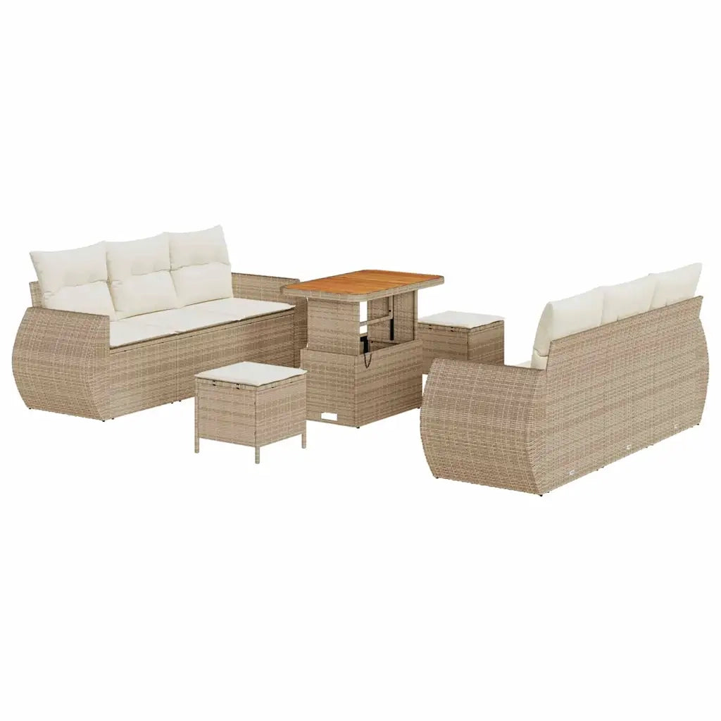 Set Divano da Giardino con cuscino 9 pcs Beige polyrattan 3361831