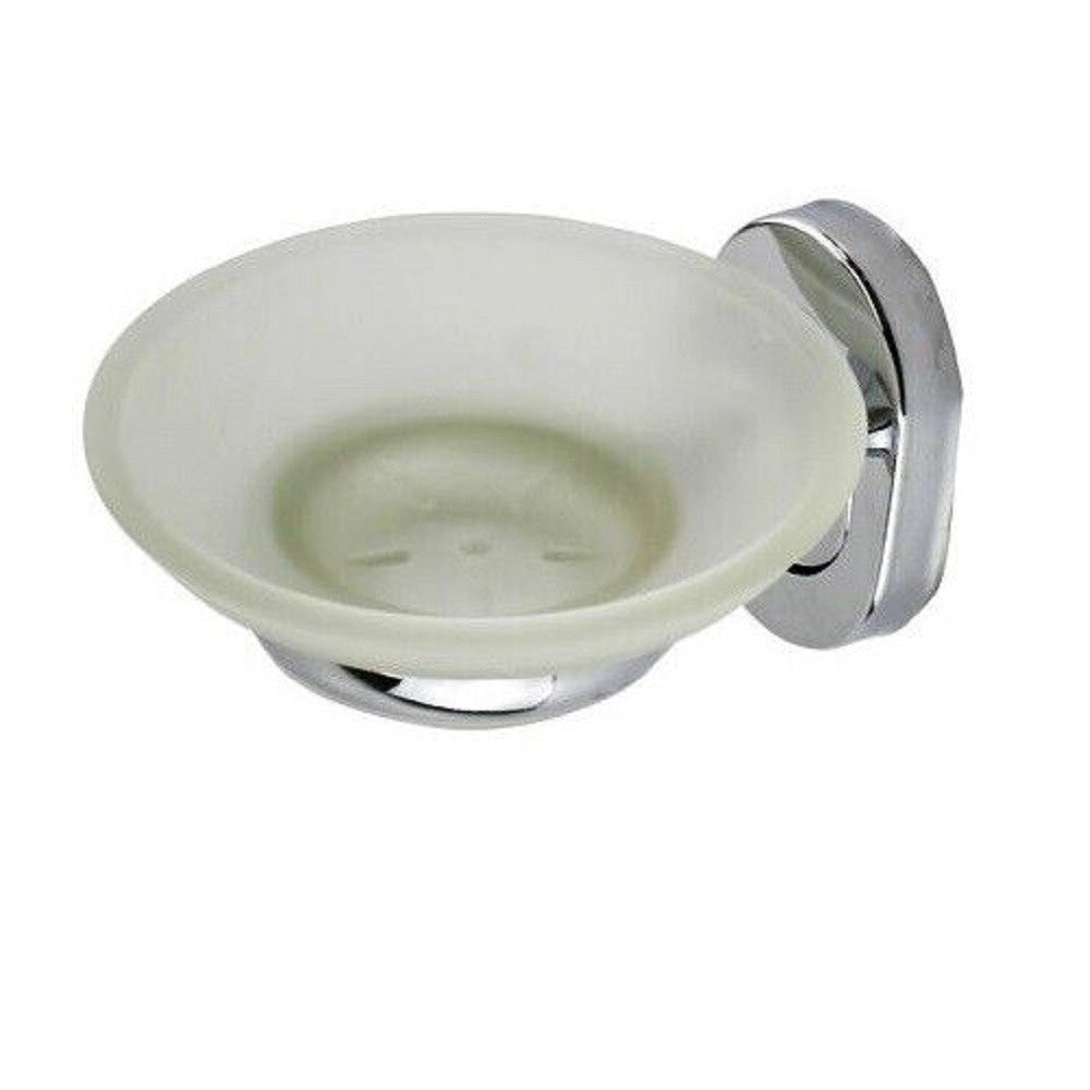 Trade Shop - Porta Sapone Saponetta Con Piattino Vetro Satinato Parete Accessorio Bagno 69185 -