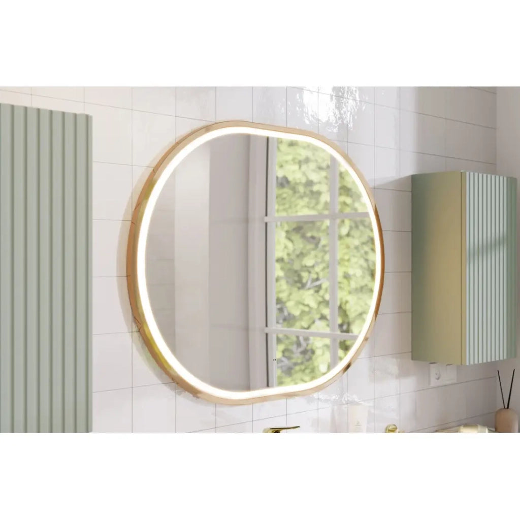 Specchio bagno LED dorato ovale 90x70 cm design