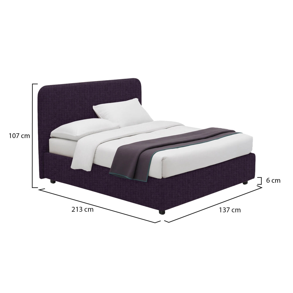 Poole, Letto Piazza e Mezza Sfoderabile Made in Italy, Viola