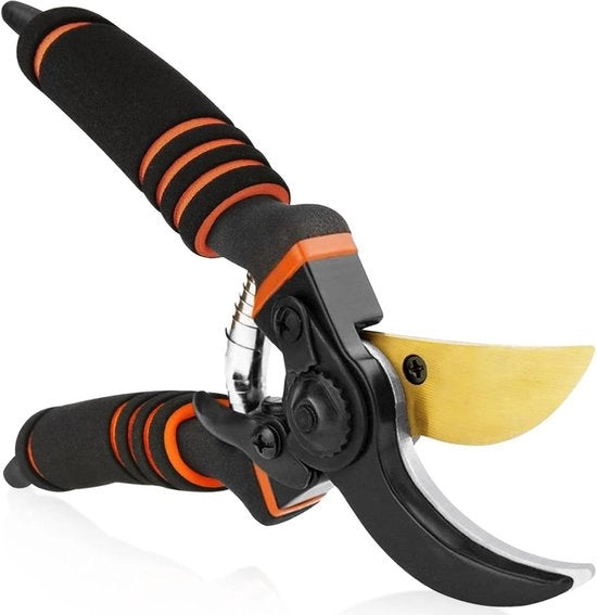 Snoeischaar professionale con lama in titanio - Resistente all'ossidazione e impugnatura ergonomico - Taglia rami fino a 19 mm - Ideale per rose, siepi e alberi - Leggero e duraturo - 21 cm - Blocco di sicurezza