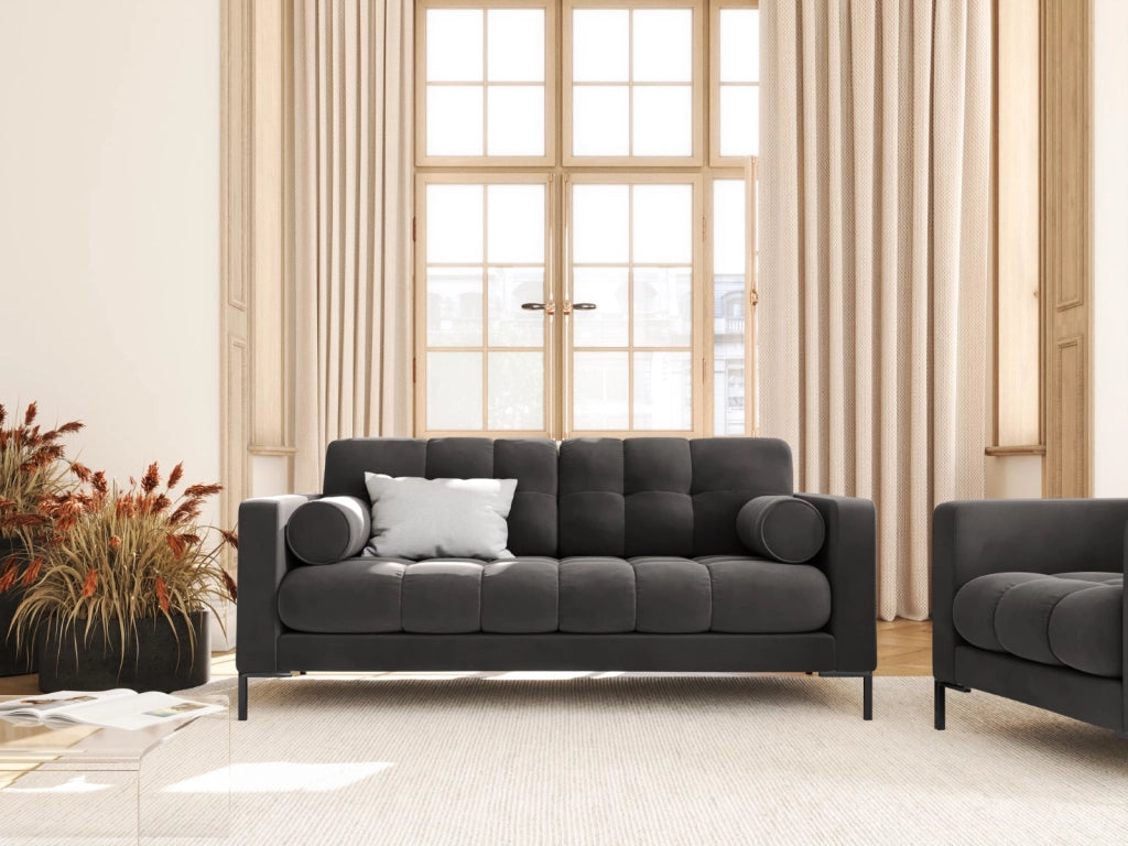 Cosmopolitan Design - Divano "Bali" 2 posti in velluto grigio scuro 