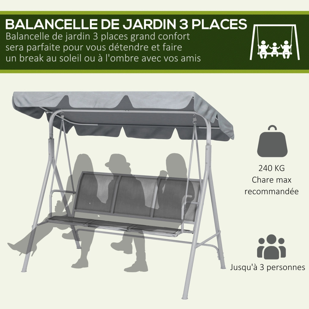 Divano da Giardino 3 Posti ¨C Minimal ¨C Grigio