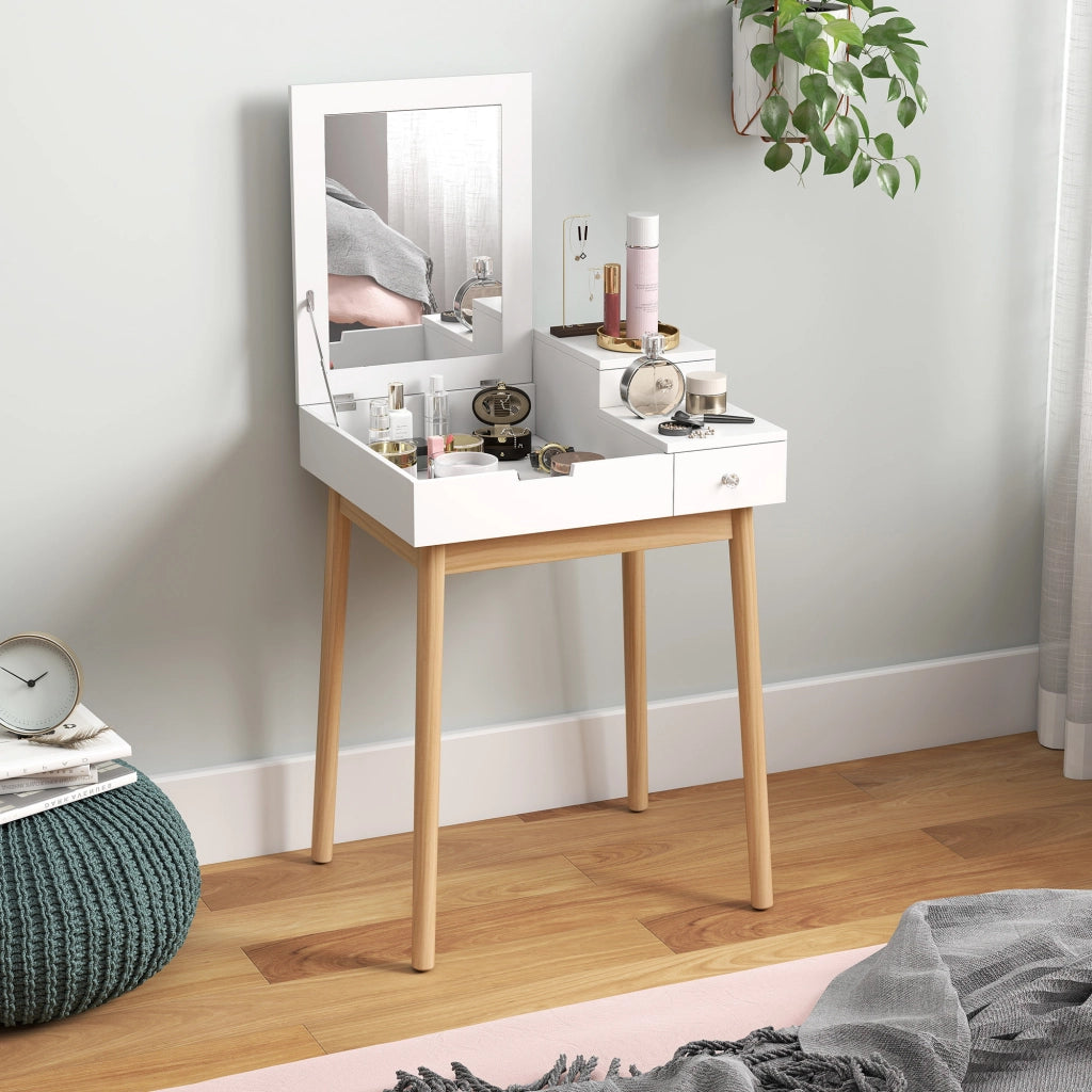 Scrivania da trucco con specchio ¨C Minimal ¨C 60x50x85,5 cm bianco