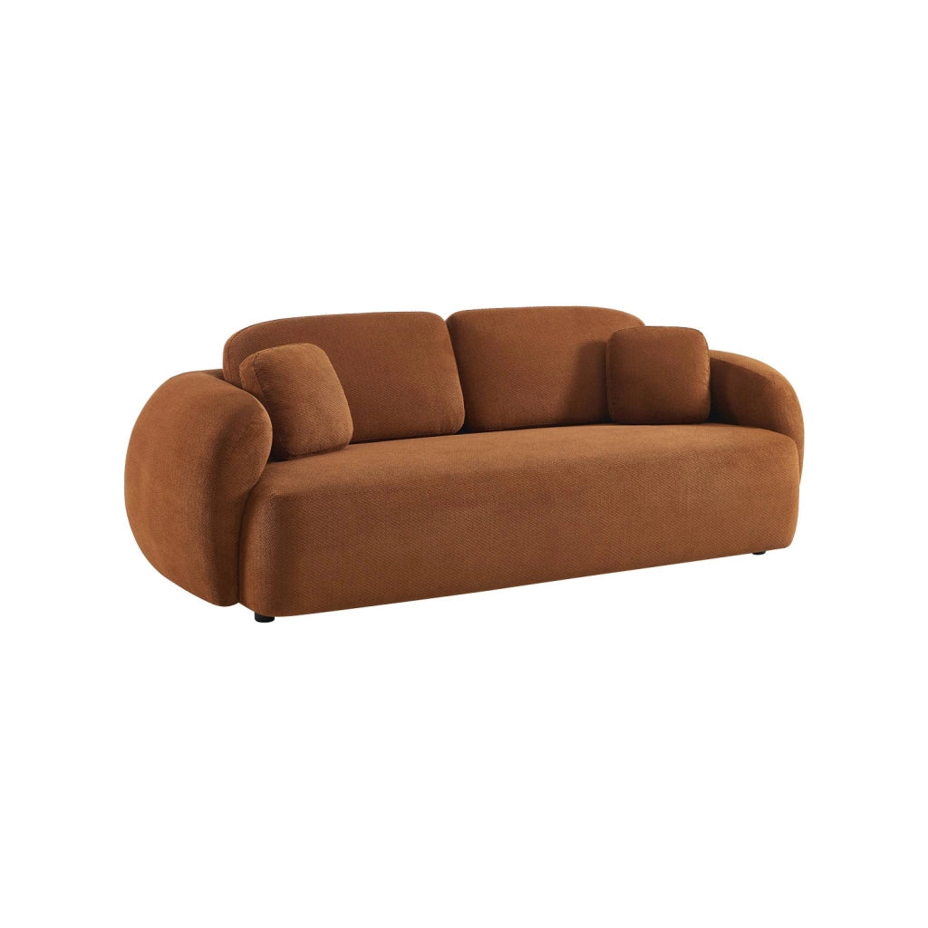 Divano in tessuto chenille, 3 posti, terracotta