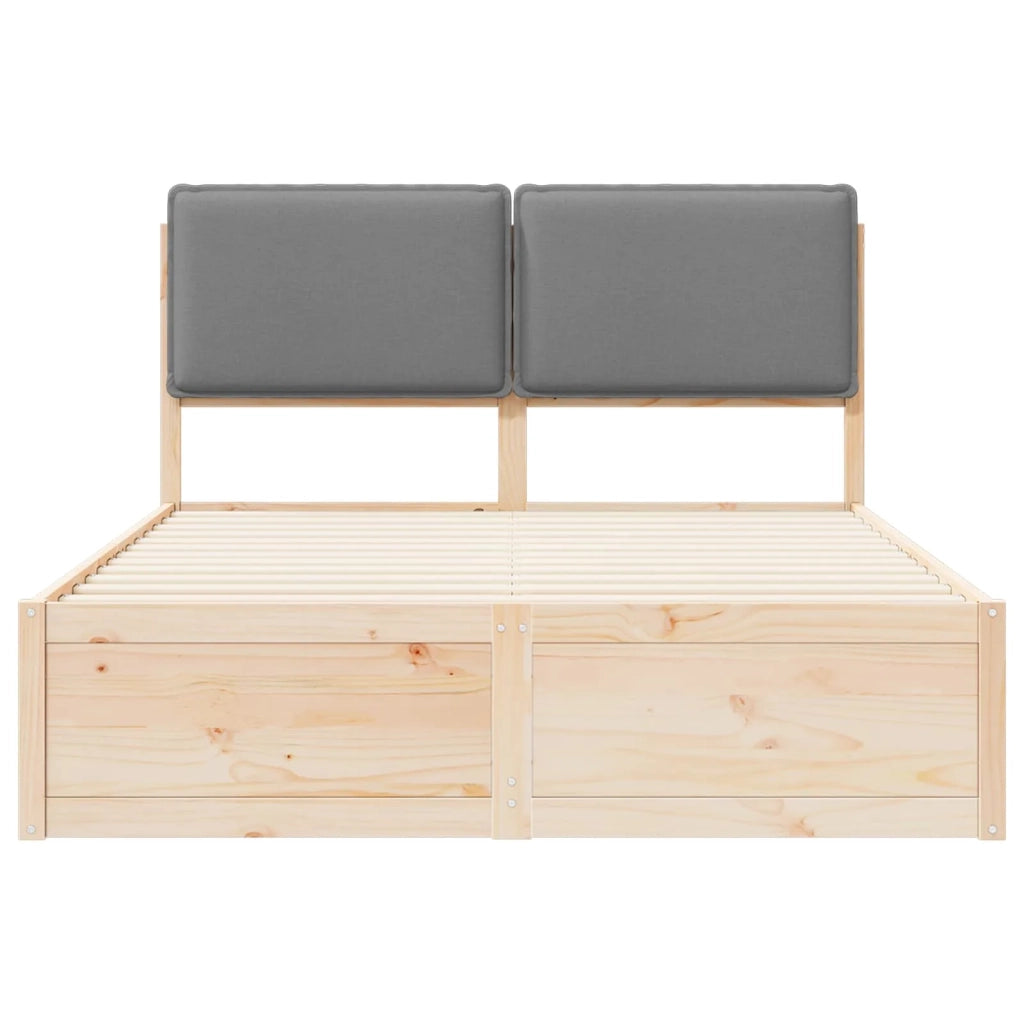 Letto con Testiera Rivestita Grigio chiaro 140 x 190 cm 3398129