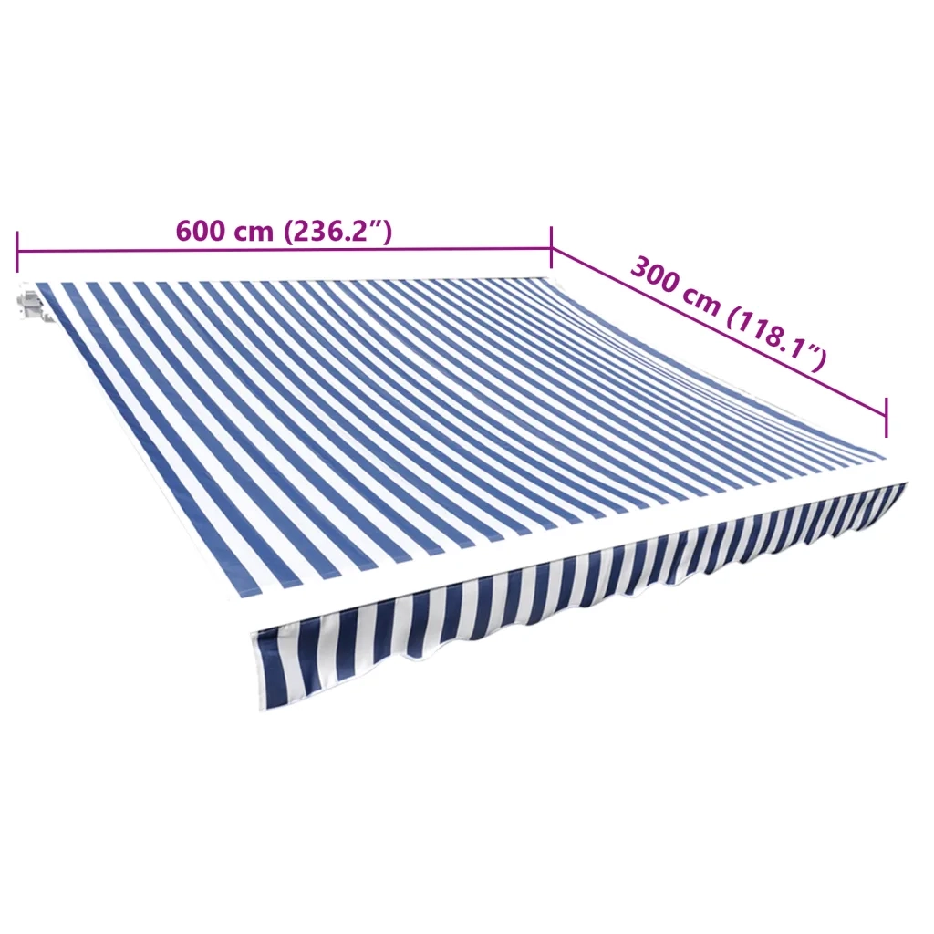 Tenda Parasole in Tela Blu e Bianco 6x3m (Telaio non Incluso) 141012